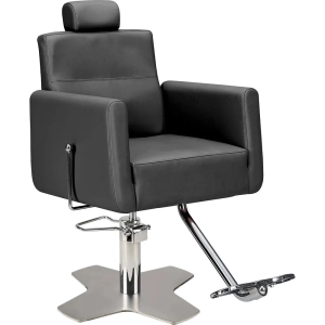 FOTEL BARBERSKI RAY 01 CZARNY/CROSS SREBRNY (48H)