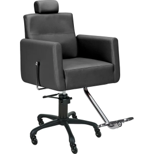 FOTEL BARBERSKI RAY B1 CZARNY/KÓŁKA CZARNE (48H)